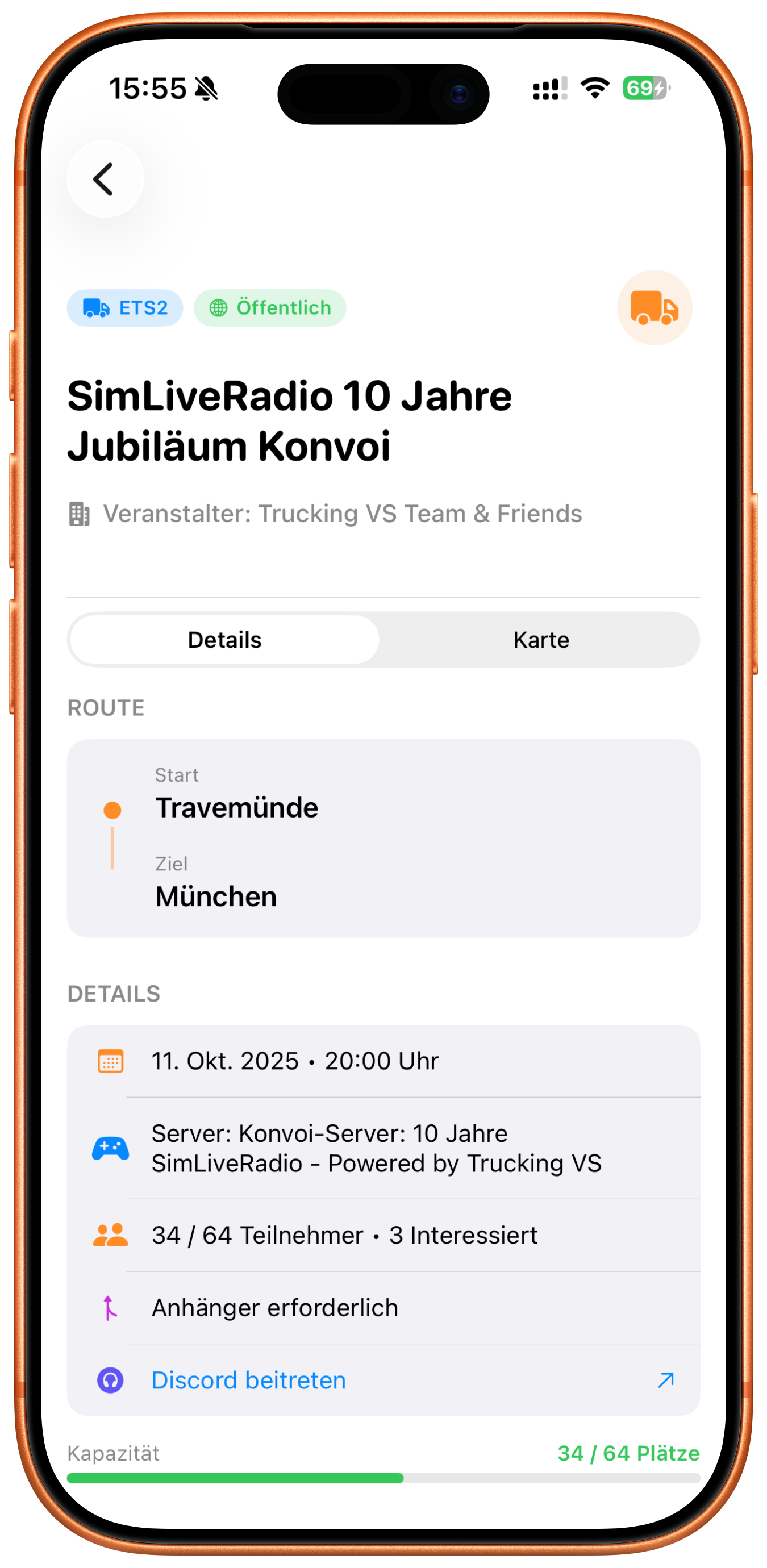 Screenshot: Event-Details